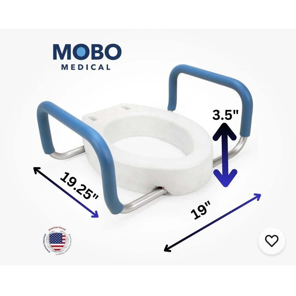 MOBO MEDICAL Heavy Duty Elongated‎ Toilet Seat Riser 3.5 Inch Lift 300 pound max